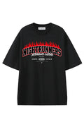 Nightrunners Black graphic T-shirt, front view