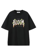 Bloom Is Loud Black graphic T-shirt, front view