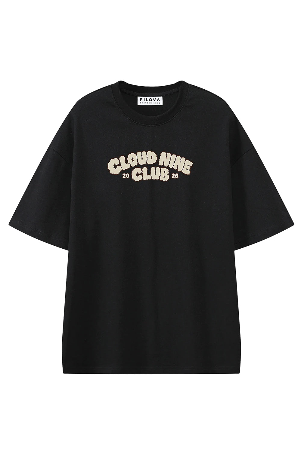 Cloud Nine Club Black graphic T-shirt, front view