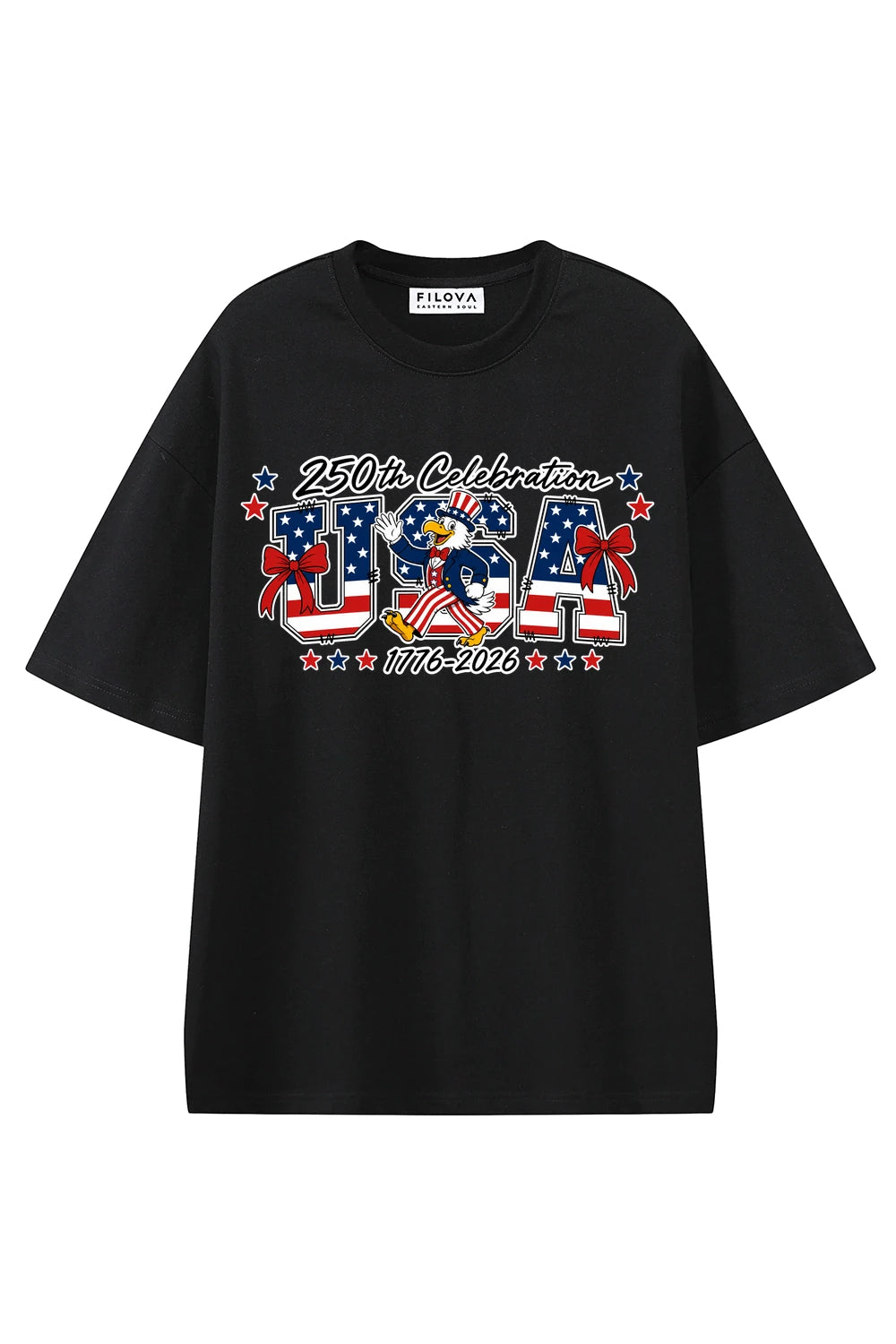 Patriot Parade USA Black graphic T-shirt, front view