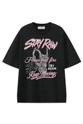 Stay Raw Black graphic T-shirt, front view