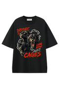 Instinct Without Cages Black graphic T-shirt, front view