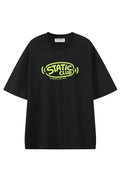 Static Club Black graphic T-shirt, front view