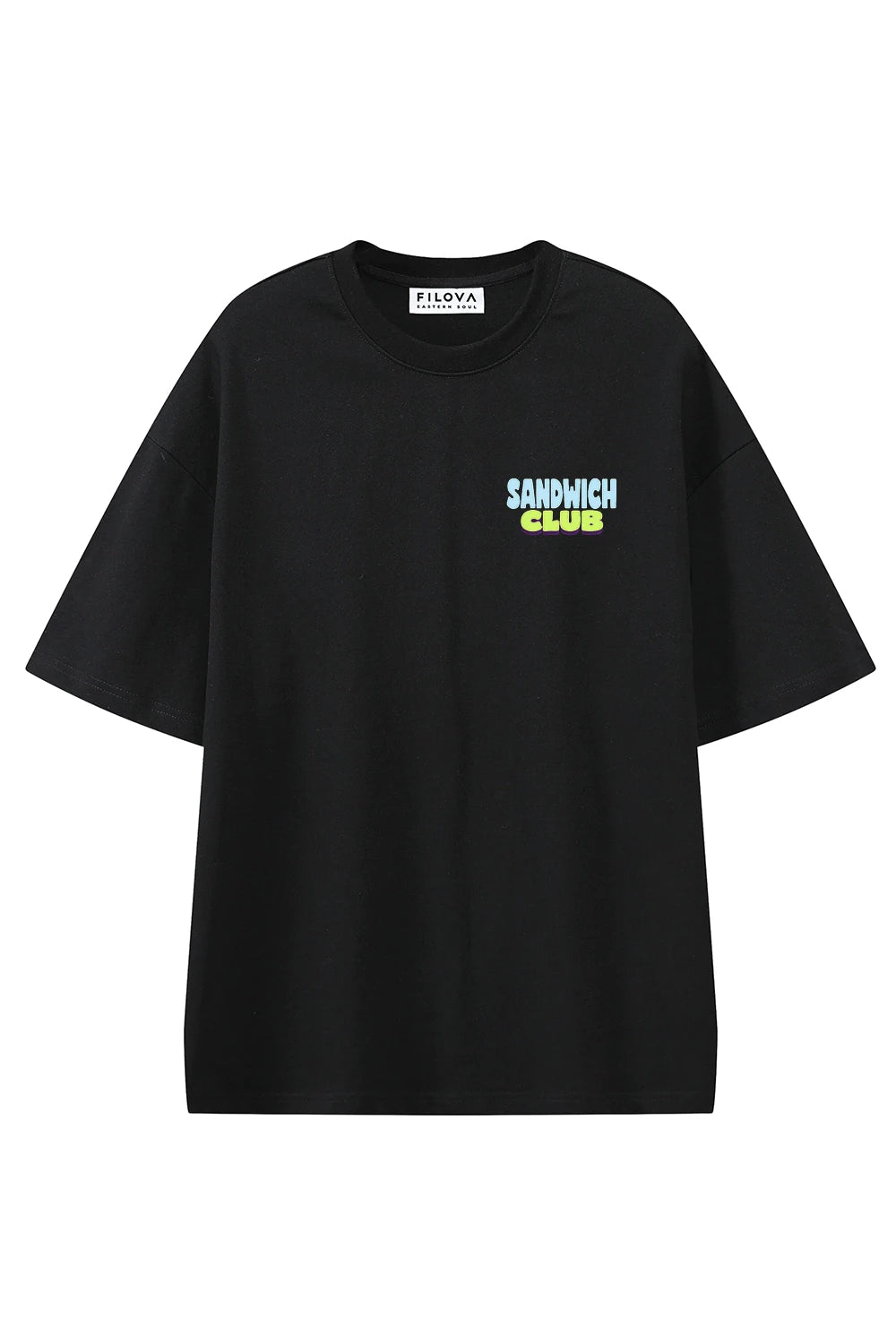 After Hours Sandwich Club Black graphic T-shirt, front view