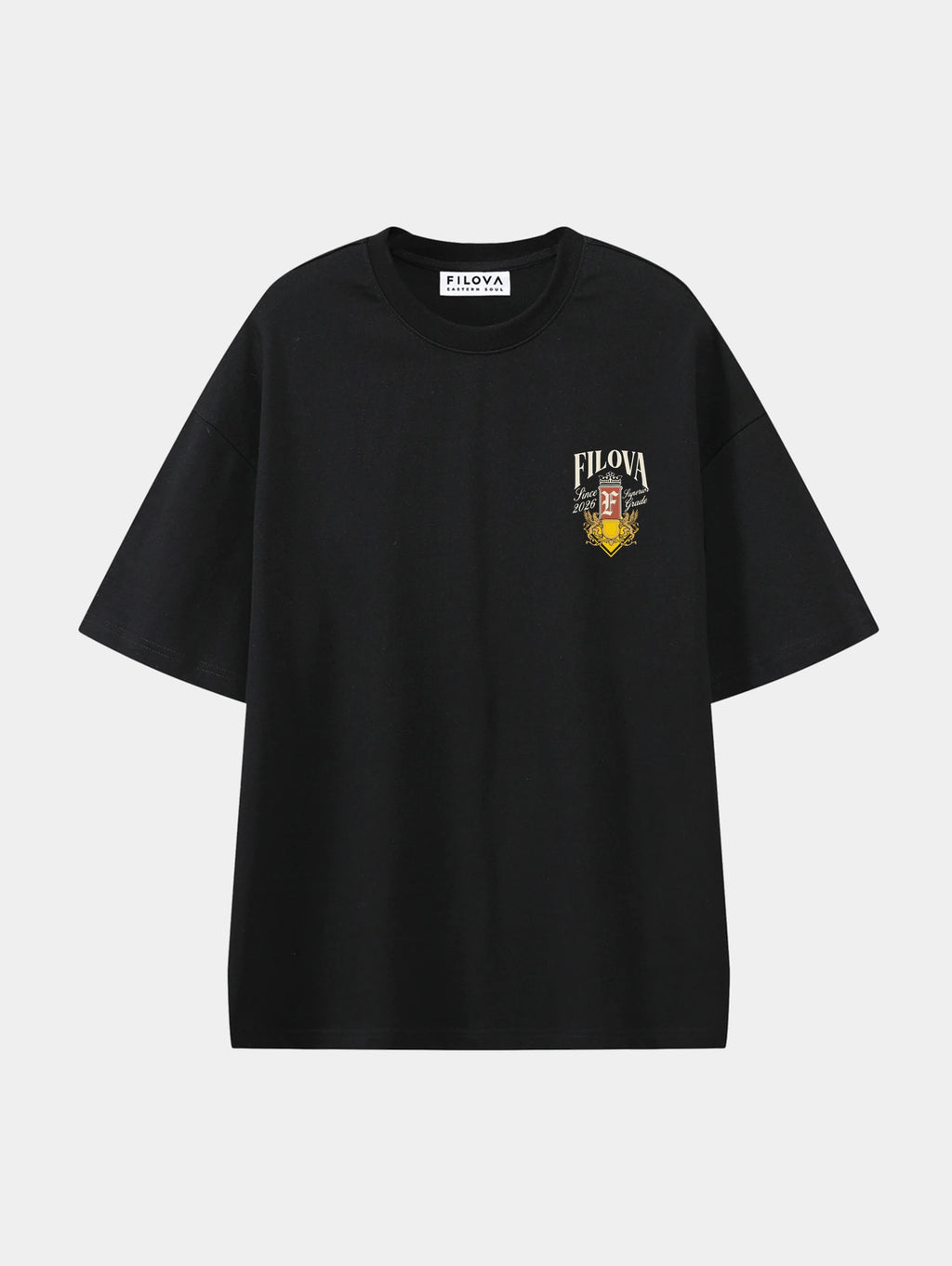 Filova Since 2026 Black graphic T-shirt, front view