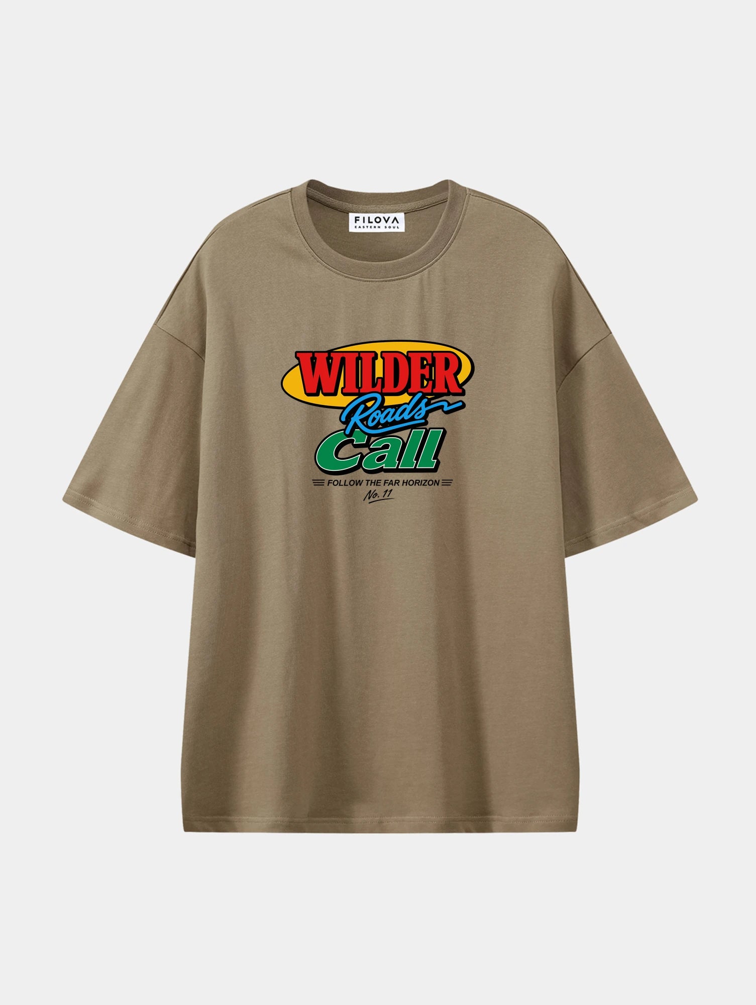 Wilder Roads Call Coffee graphic T-shirt, front view