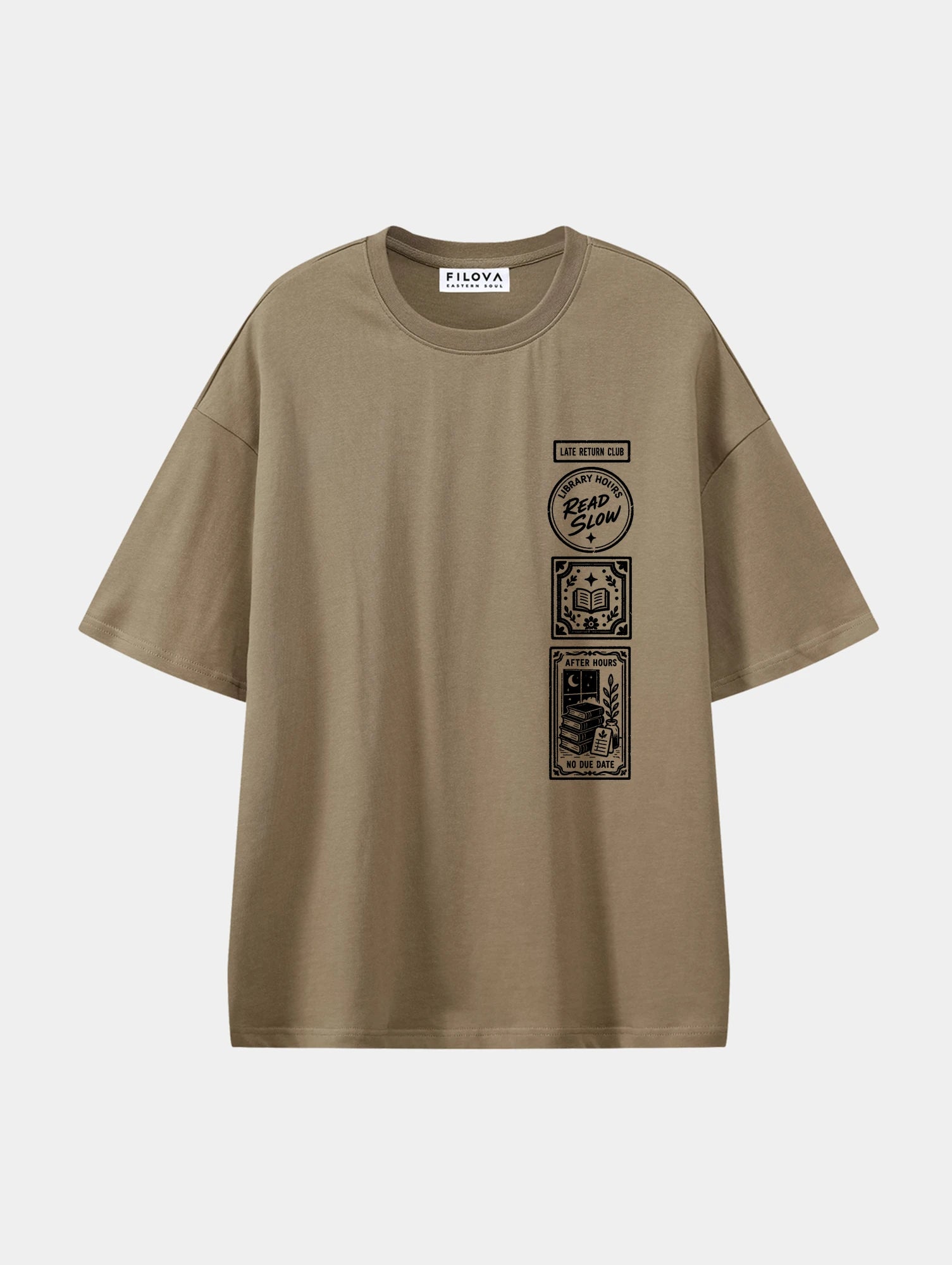 Late Return Club Coffee graphic T-shirt, front view