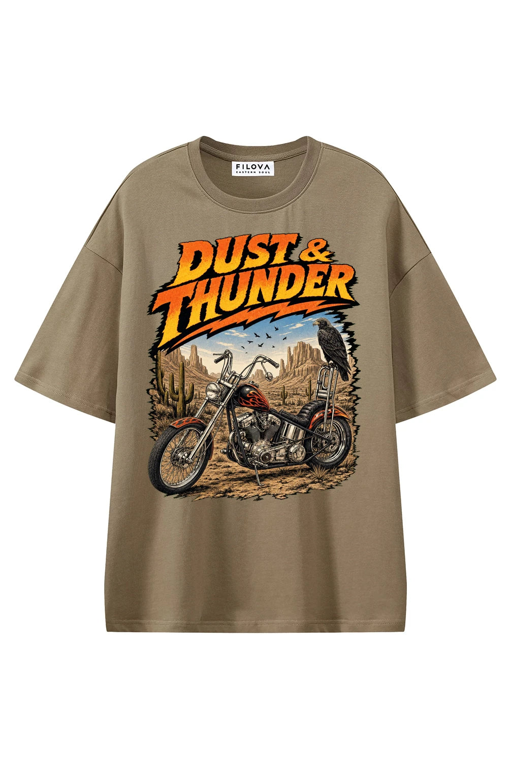 Dust And Thunder Coffee graphic T-shirt, front view