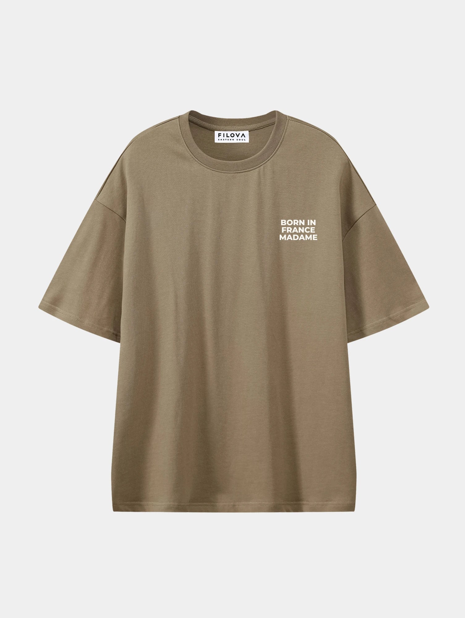 Born In France Madame Coffee graphic T-shirt, front view