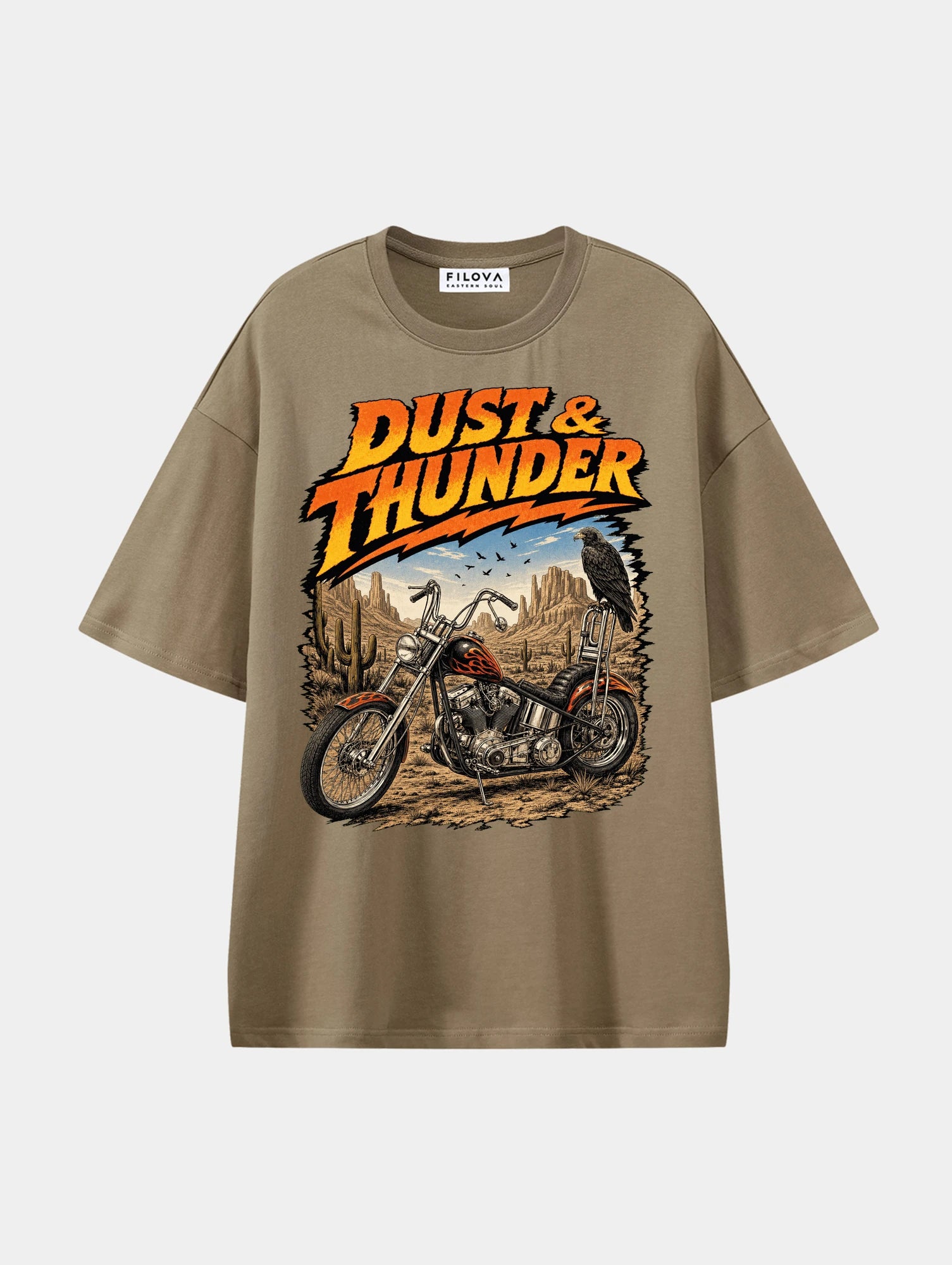 Dust And Thunder Coffee graphic T-shirt, front view