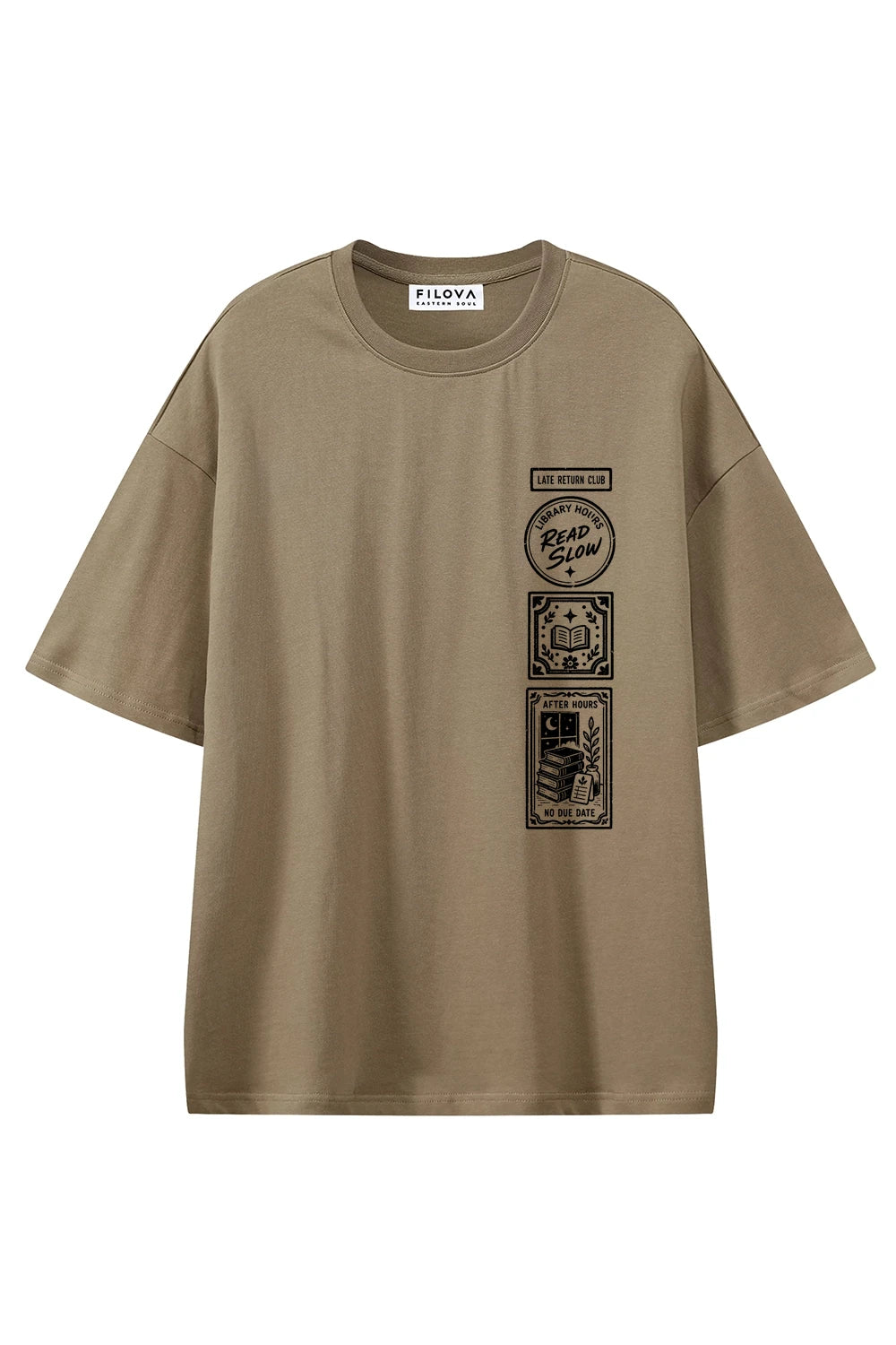 Late Return Club Coffee graphic T-shirt, front view