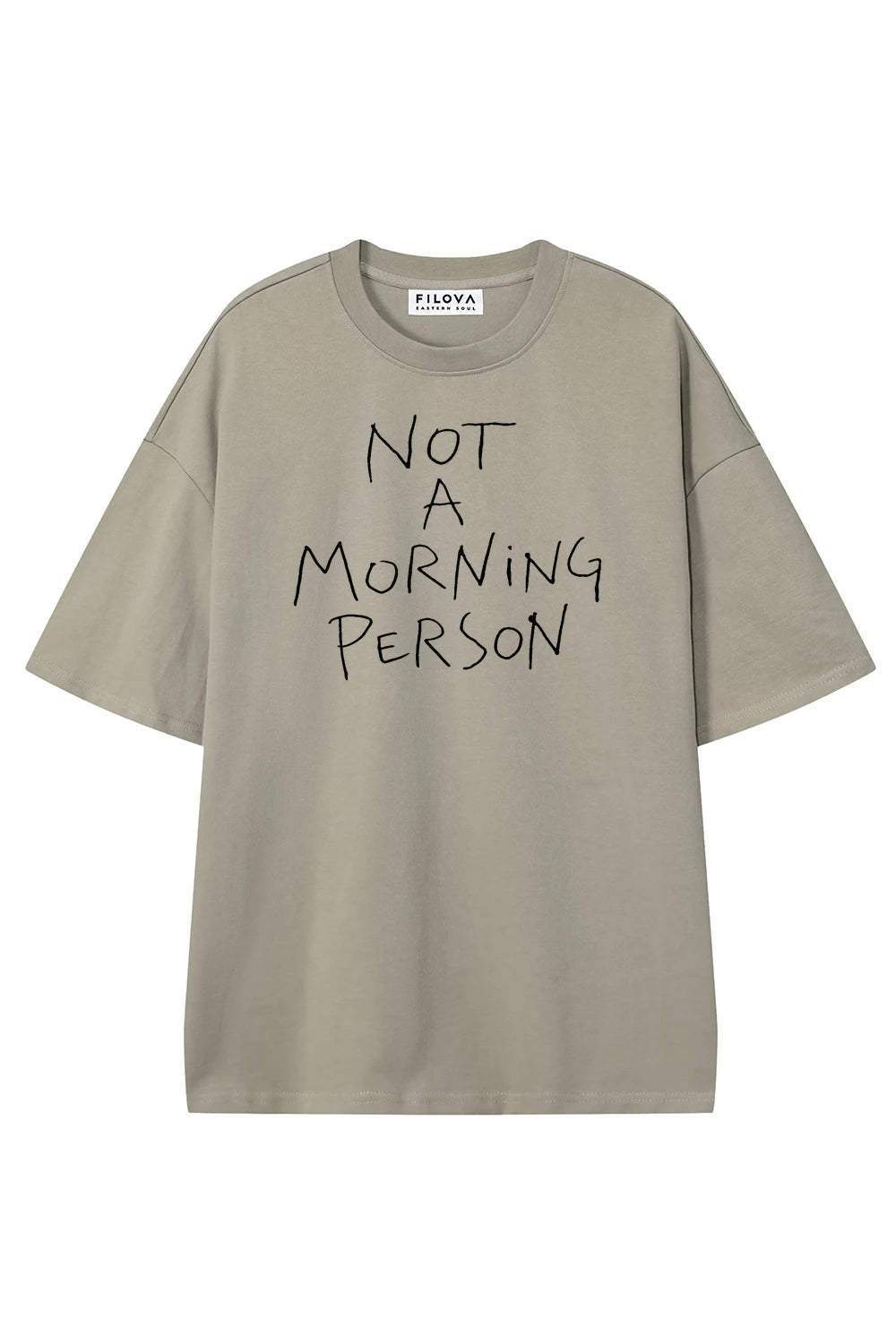 Not A Morning Person Dark Apricot graphic T-shirt, front view
