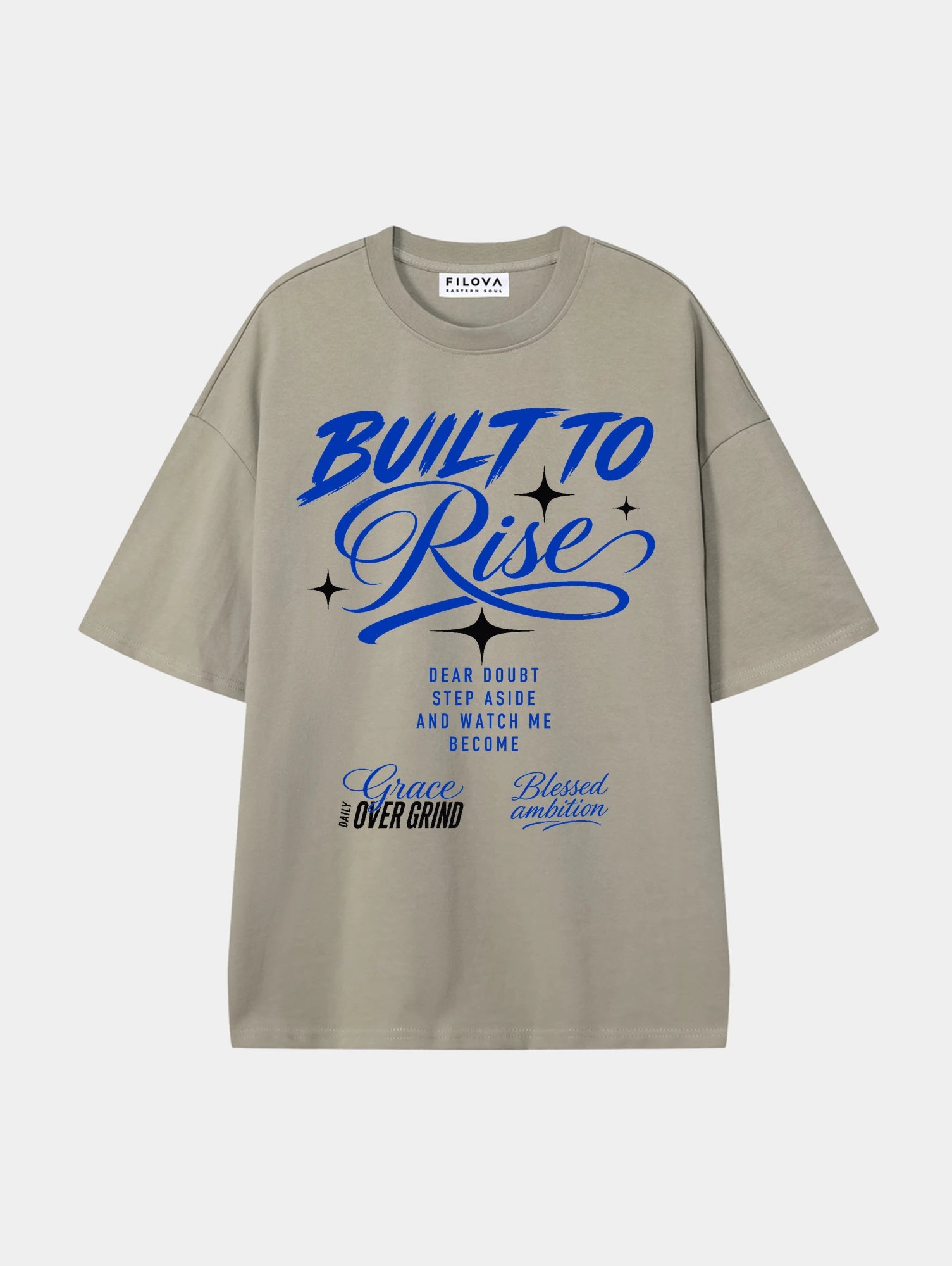 Built To Rise Dark Apricot graphic T-shirt, front view
