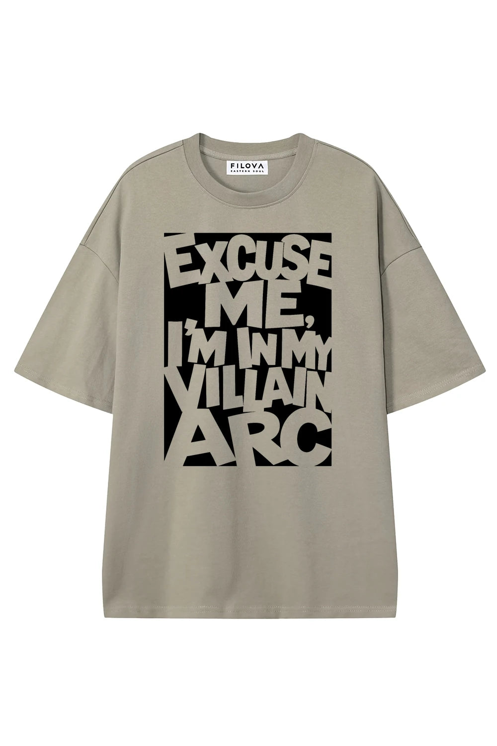 Excuse Me Im In My Villain Arc Dark Apricot graphic T-shirt, front view