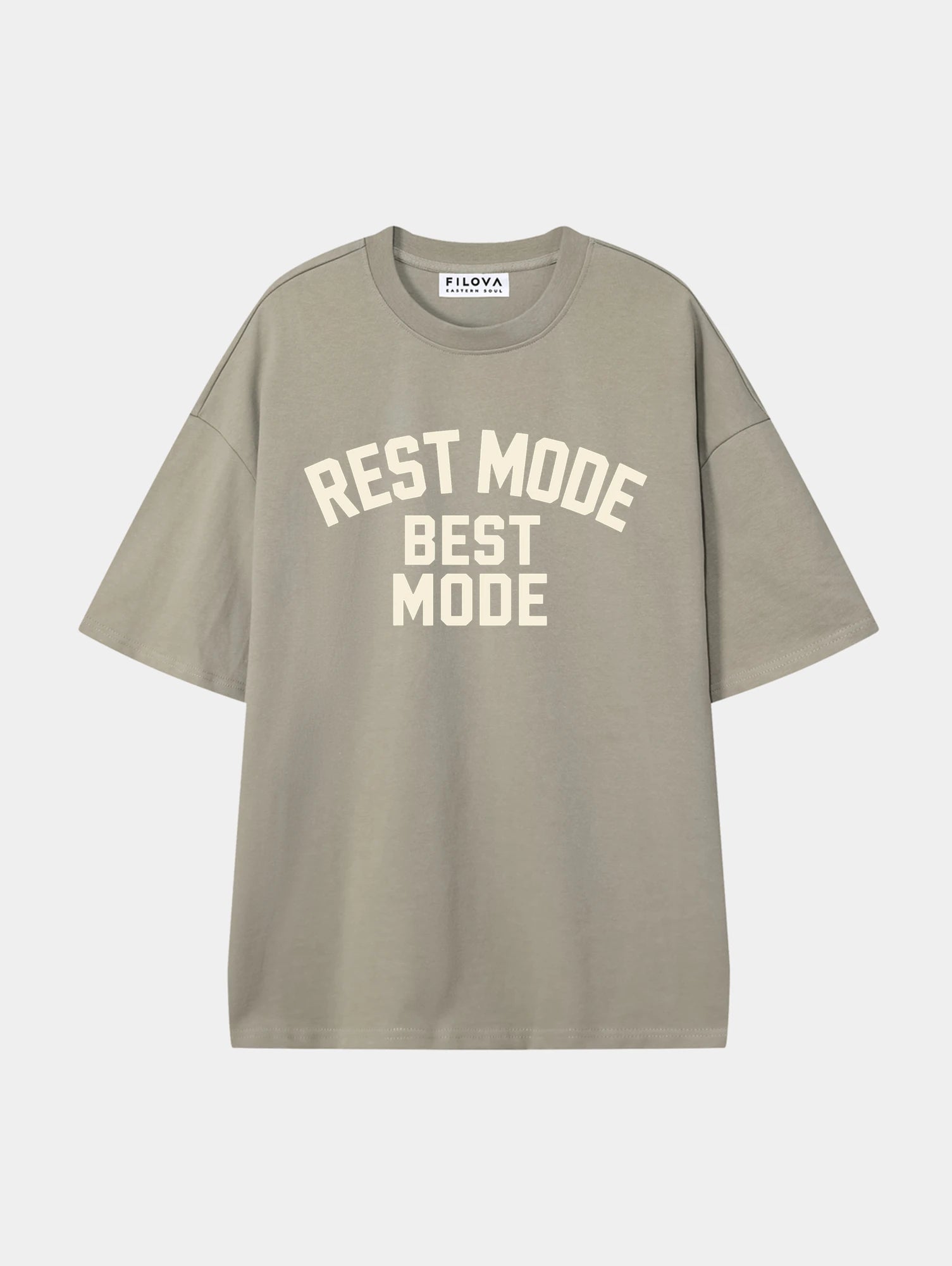 Rest Mode Best Mode Dark Apricot graphic T-shirt, front view