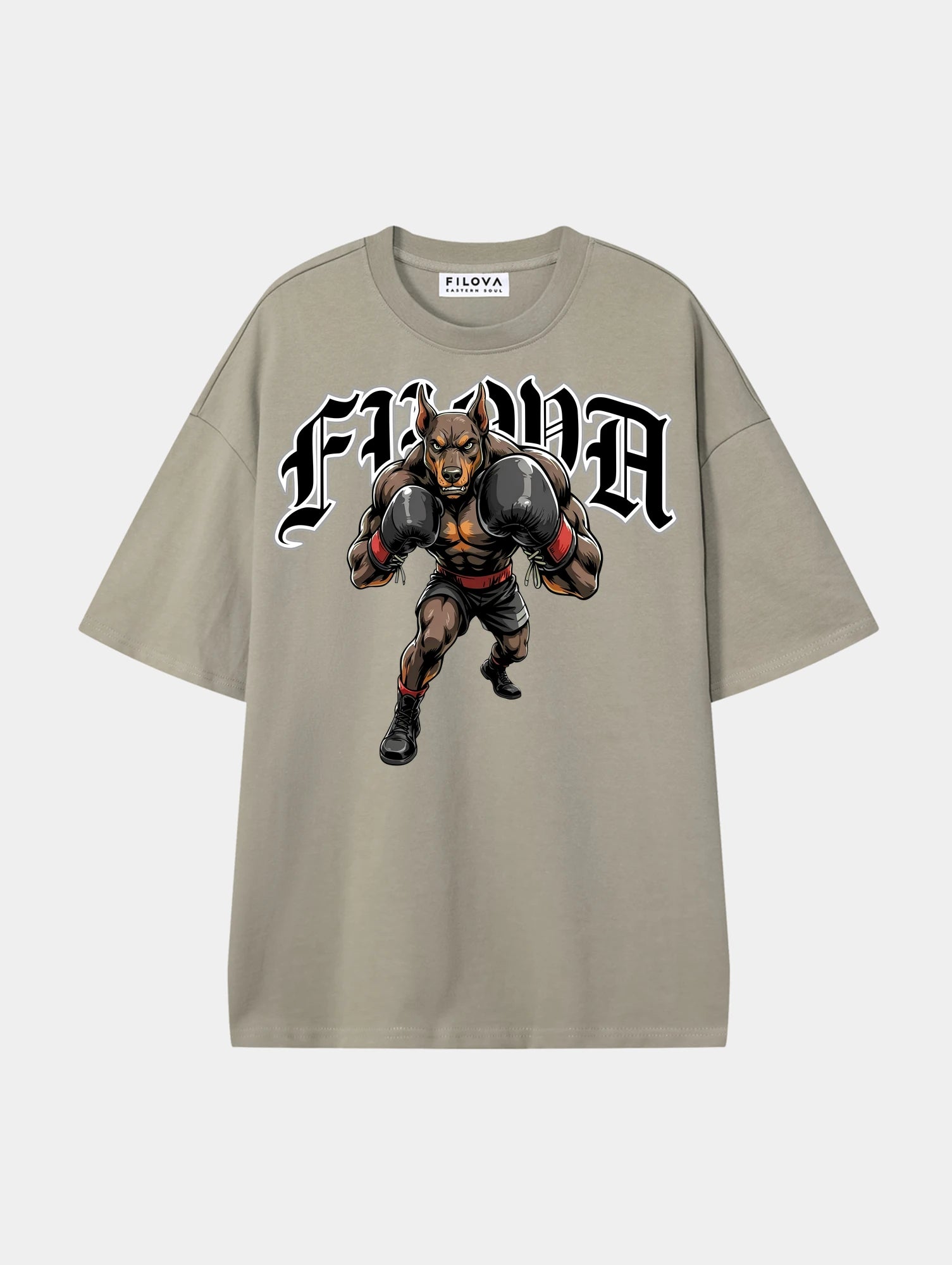Boxing Dog Dark Apricot graphic T-shirt, front view