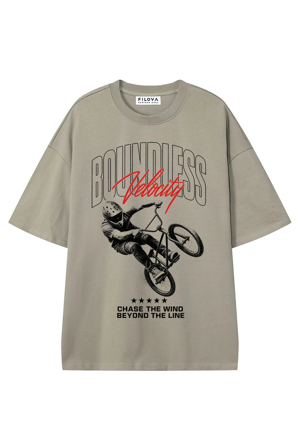 Boundless Velocity Dark Apricot graphic T-shirt, front view