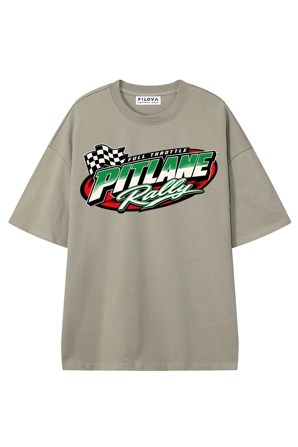 Pitlane Rally Dark Apricot graphic T-shirt, front view