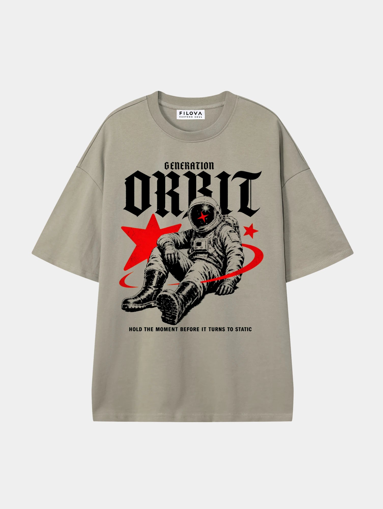 Generation Orbit Dark Apricot graphic T-shirt, front view