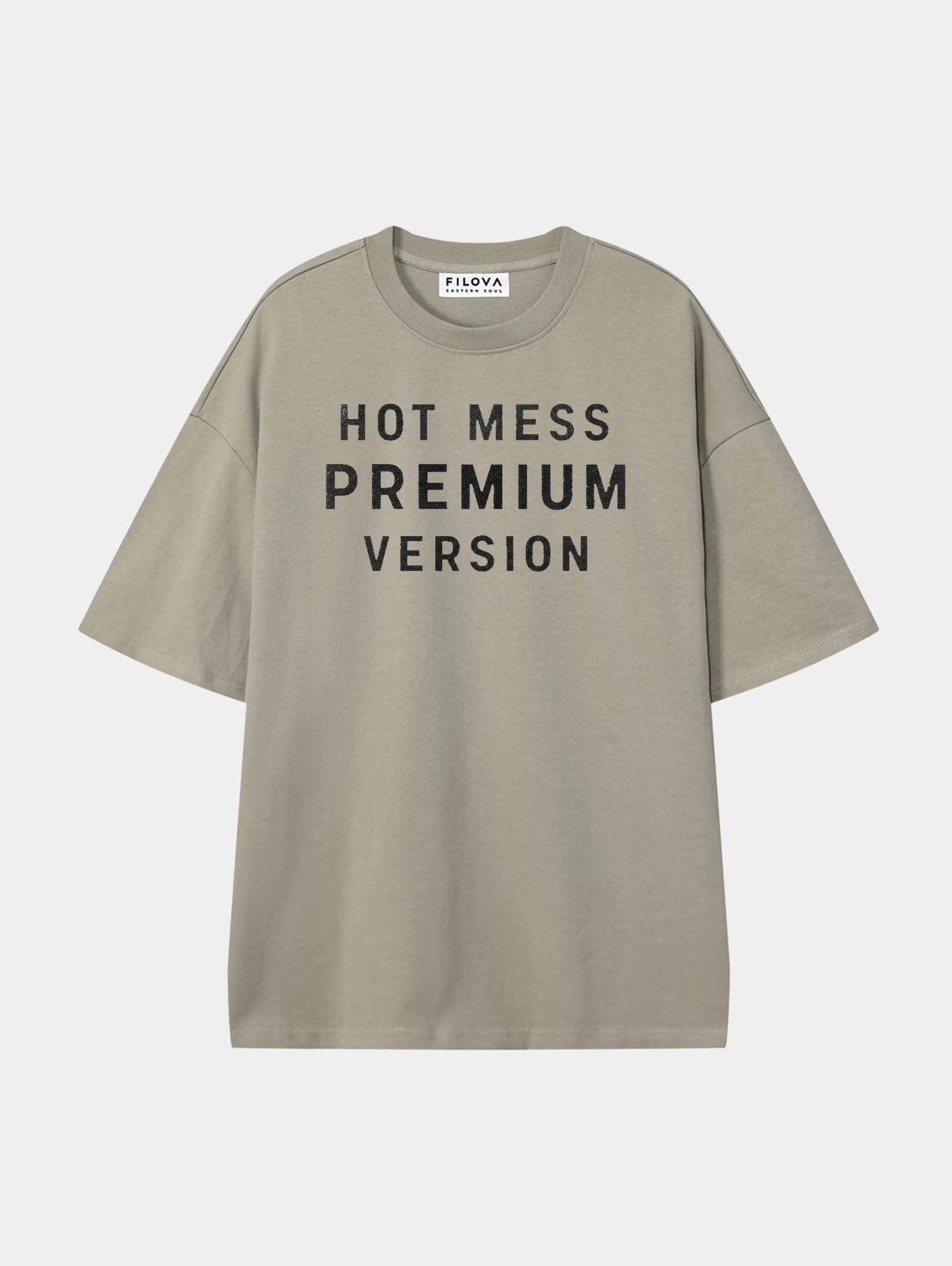 Hot Mess Premium Version Dark Apricot graphic T-shirt, front view