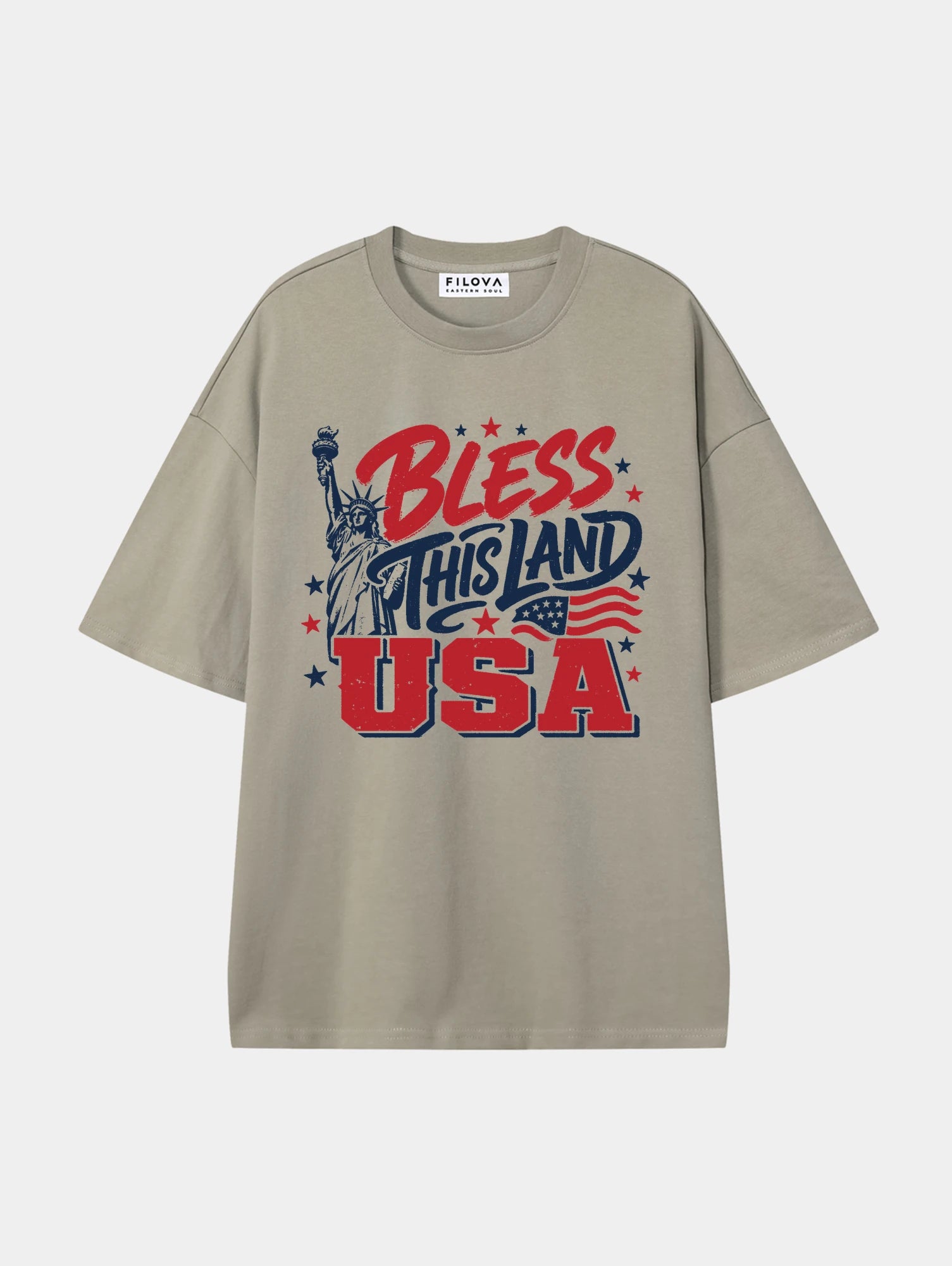 Bless This Land USA Dark Apricot graphic T-shirt, front view
