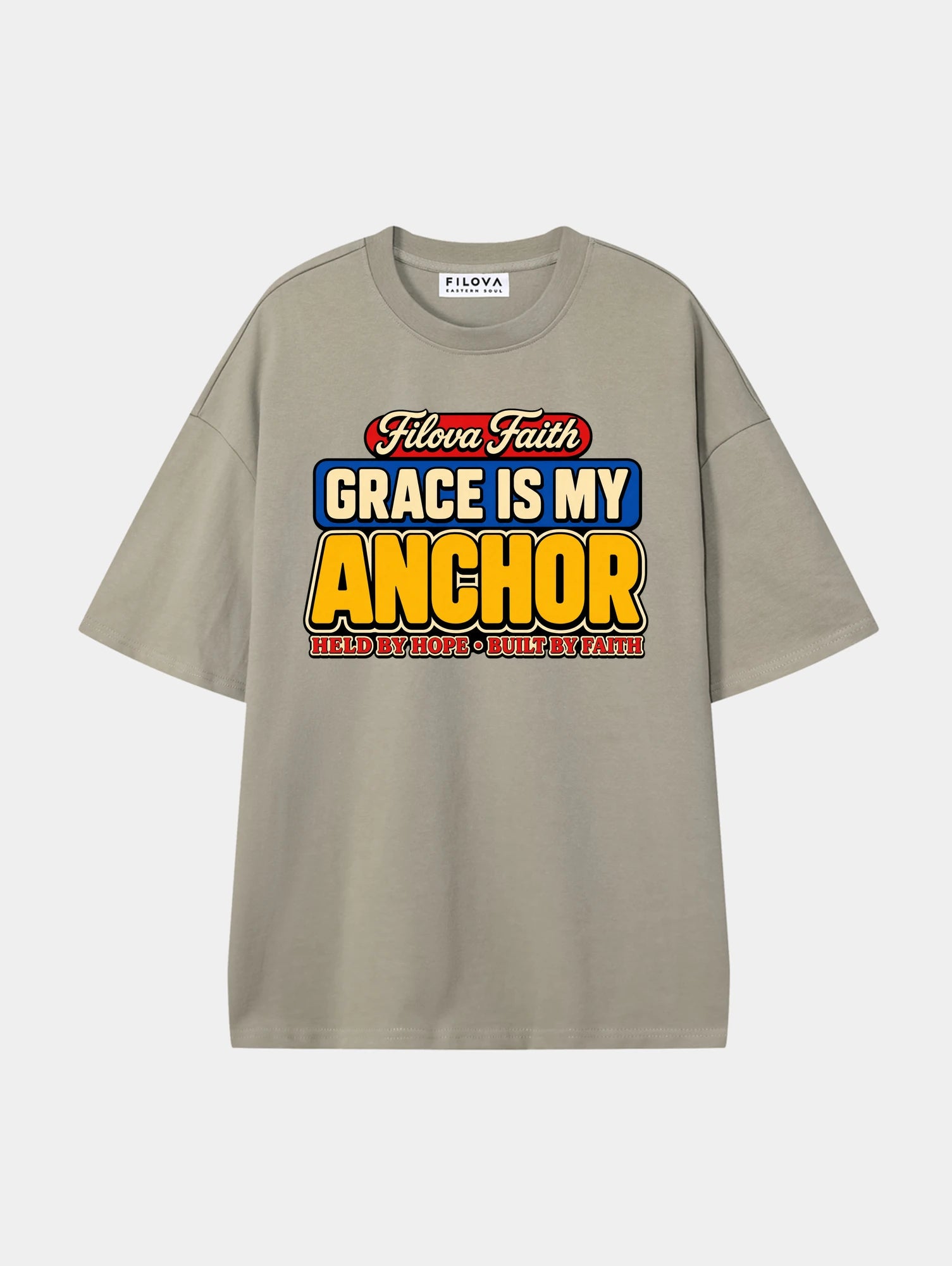Filova Faith - Grace Is My Anchor Dark Apricot graphic T-shirt, front view