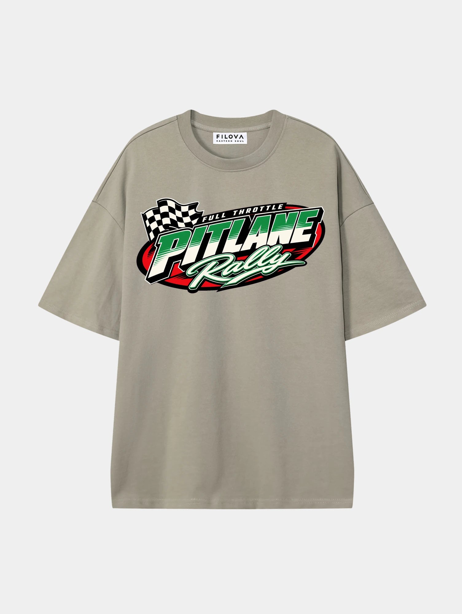 Pitlane Rally Dark Apricot graphic T-shirt, front view