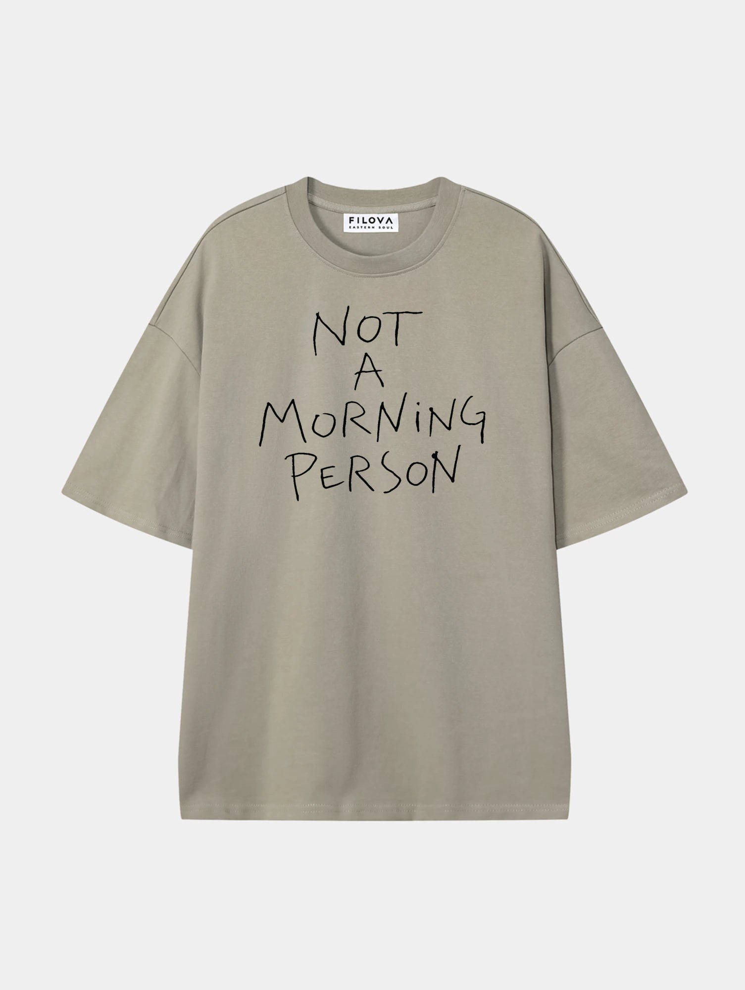 Not A Morning Person Dark Apricot graphic T-shirt, front view
