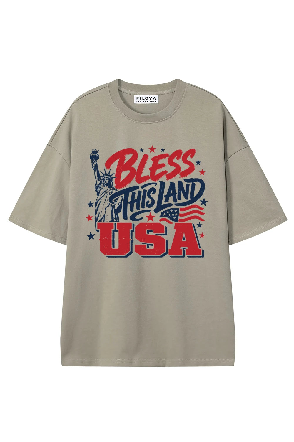 Bless This Land USA Dark Apricot graphic T-shirt, front view