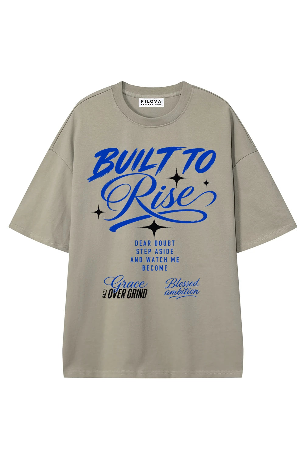Built To Rise Dark Apricot graphic T-shirt, front view
