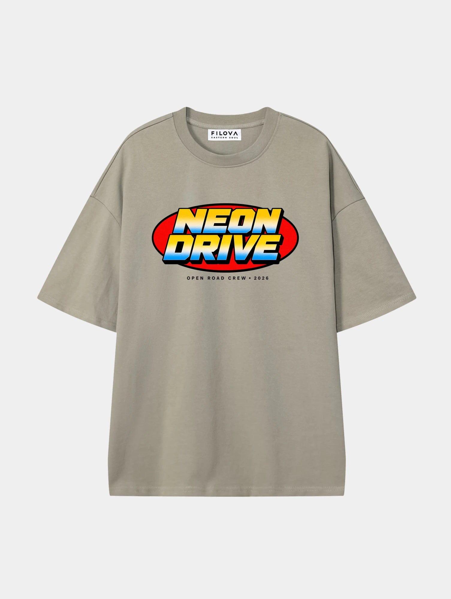 Neon Drive Dark Apricot graphic T-shirt, front view