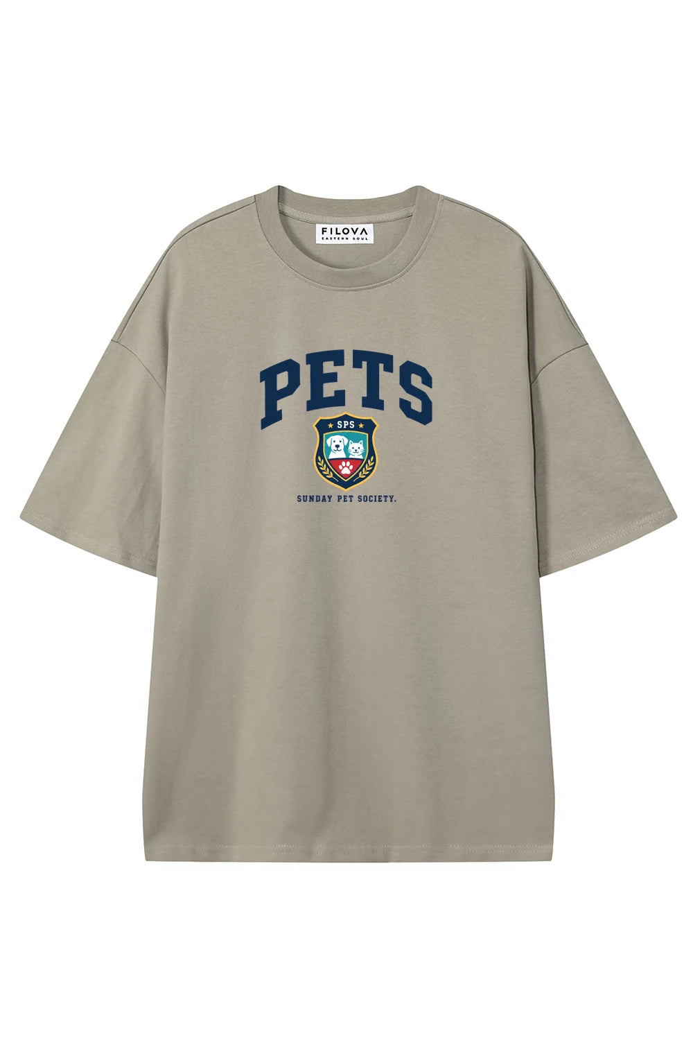 Sunday Pet Society Dark Apricot graphic T-shirt, front view