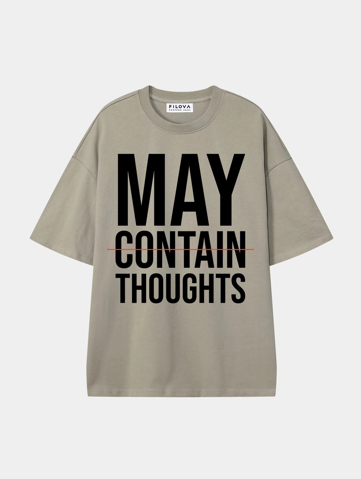 May Contain Thoughts Dark Apricot graphic T-shirt, front view