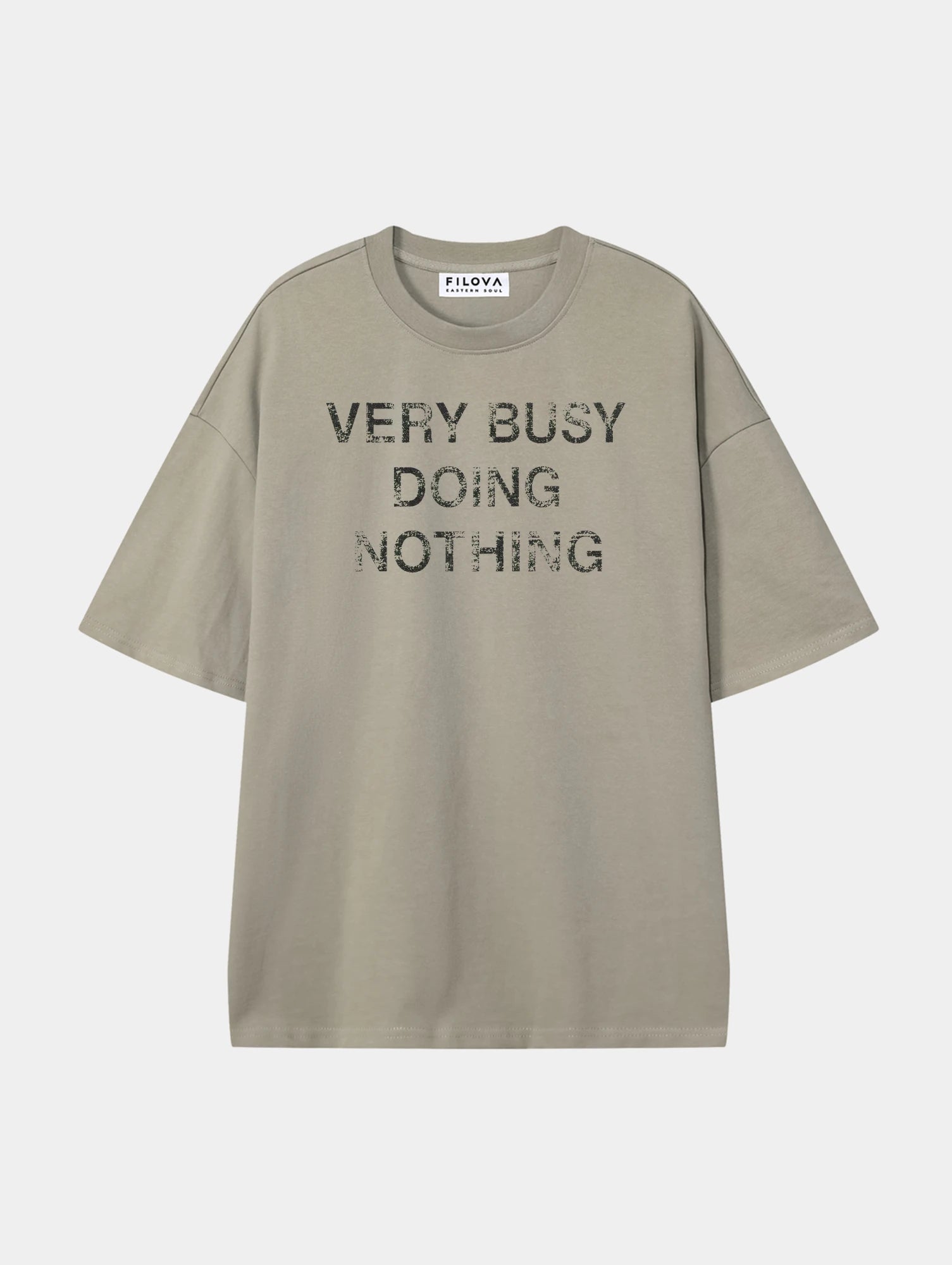 Very Busy Doing Nothing Dark Apricot graphic T-shirt, front view
