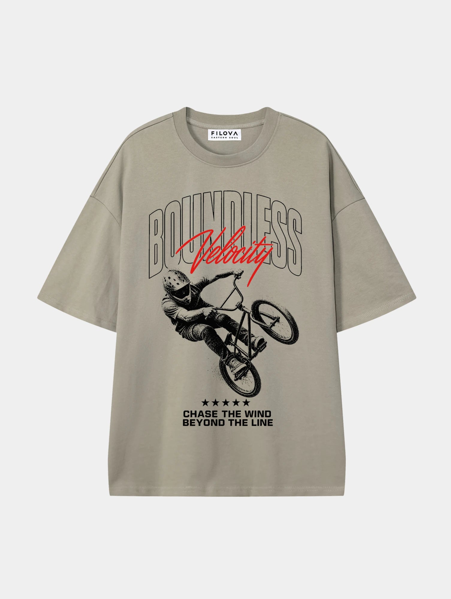 Boundless Velocity Dark Apricot graphic T-shirt, front view