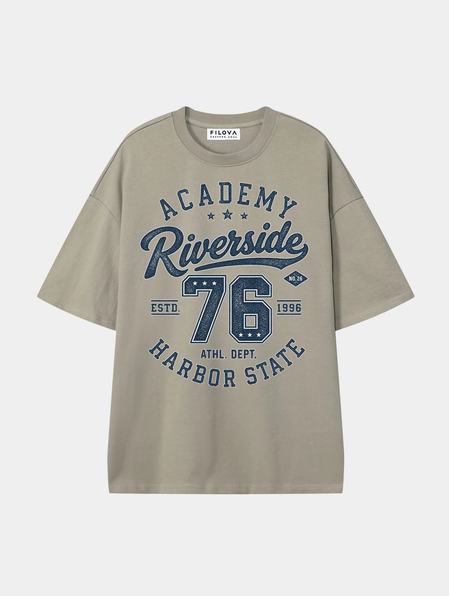 Riverside Academy Dark Apricot graphic T-shirt, front view