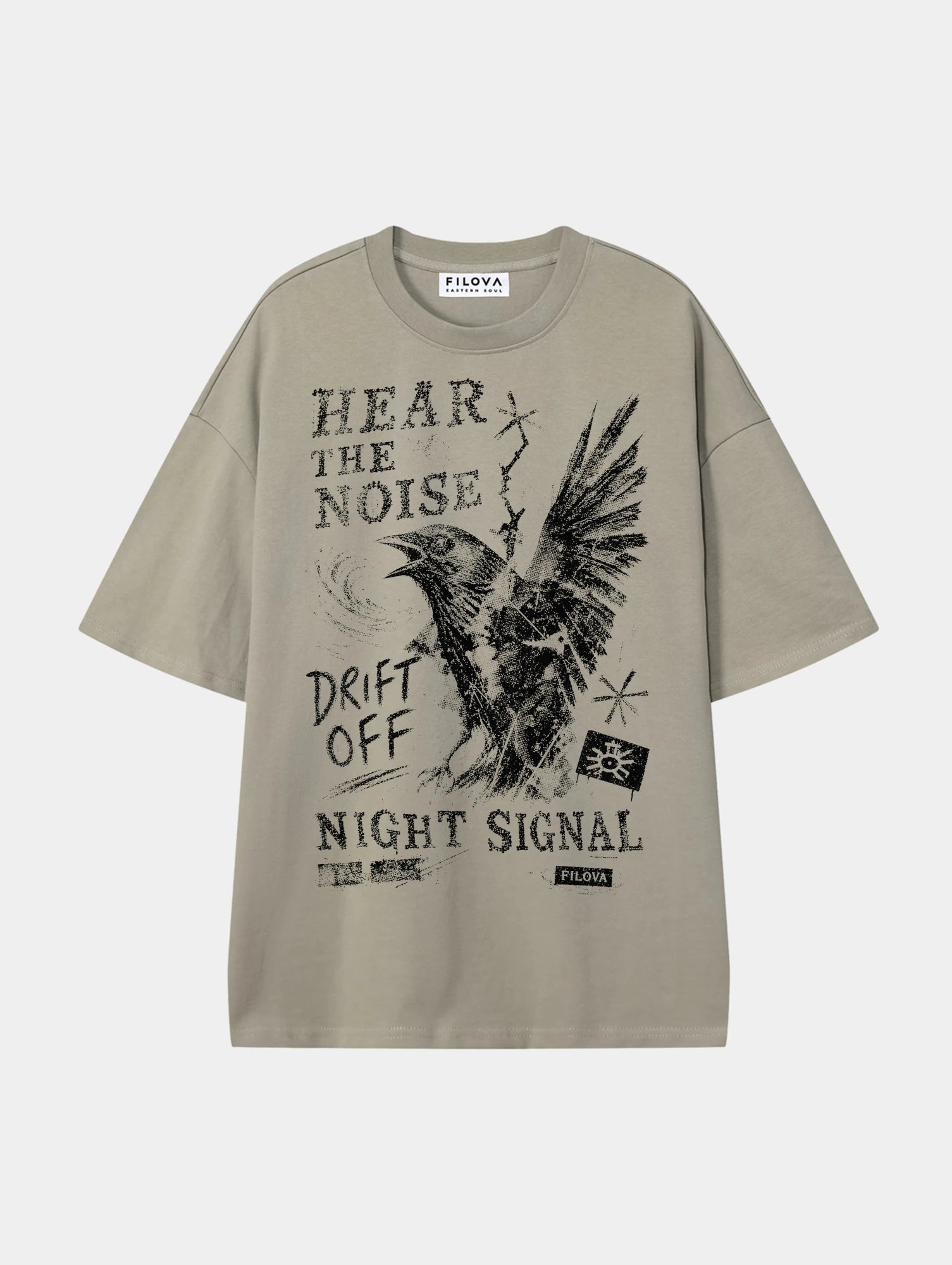 Hear The Noise Dark Apricot graphic T-shirt, front view