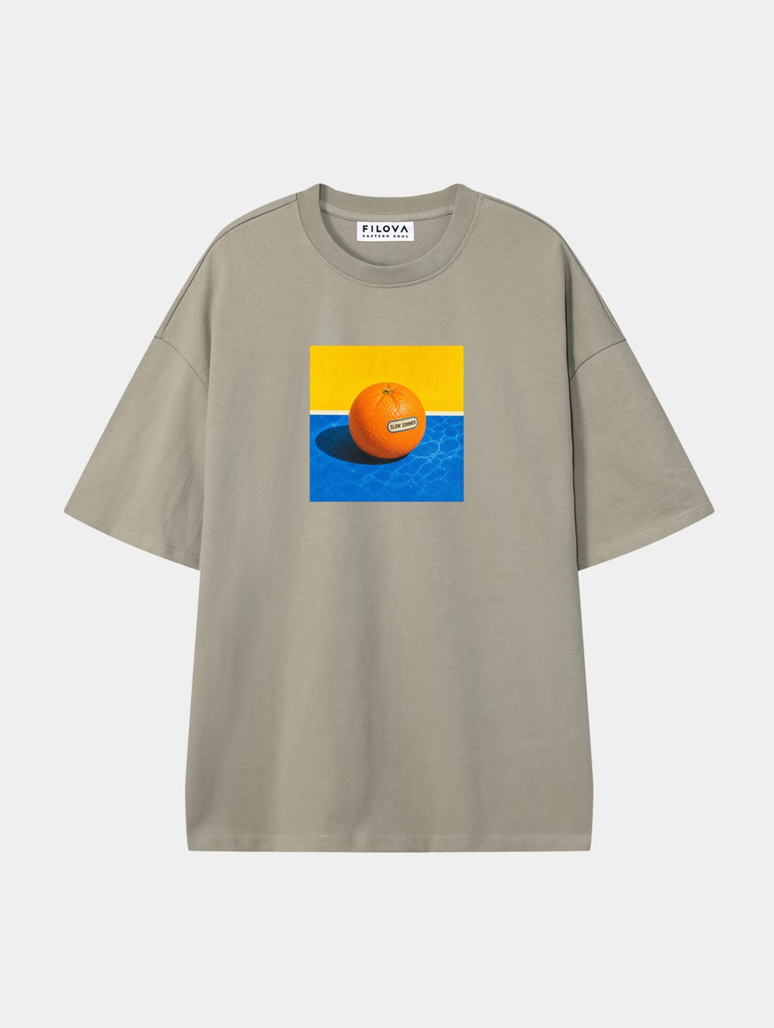 Poolside Orange Dark Apricot graphic T-shirt, front view