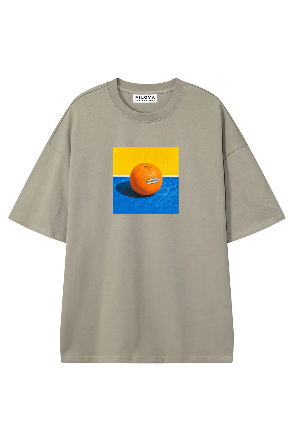 Poolside Orange Dark Apricot graphic T-shirt, front view