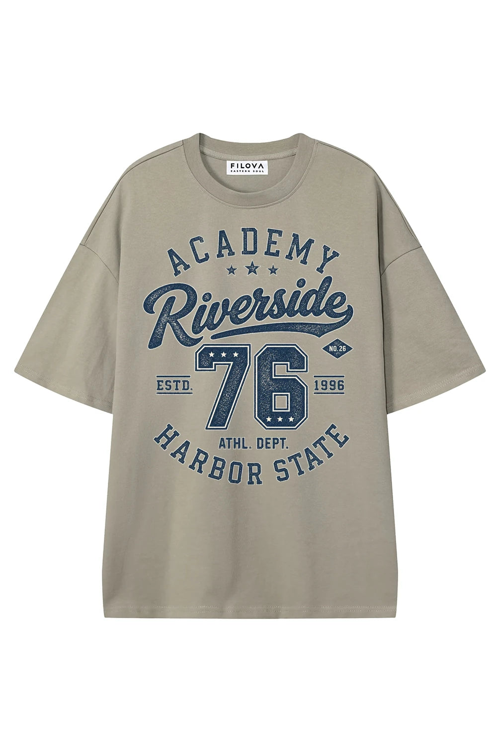 Riverside Academy Dark Apricot graphic T-shirt, front view