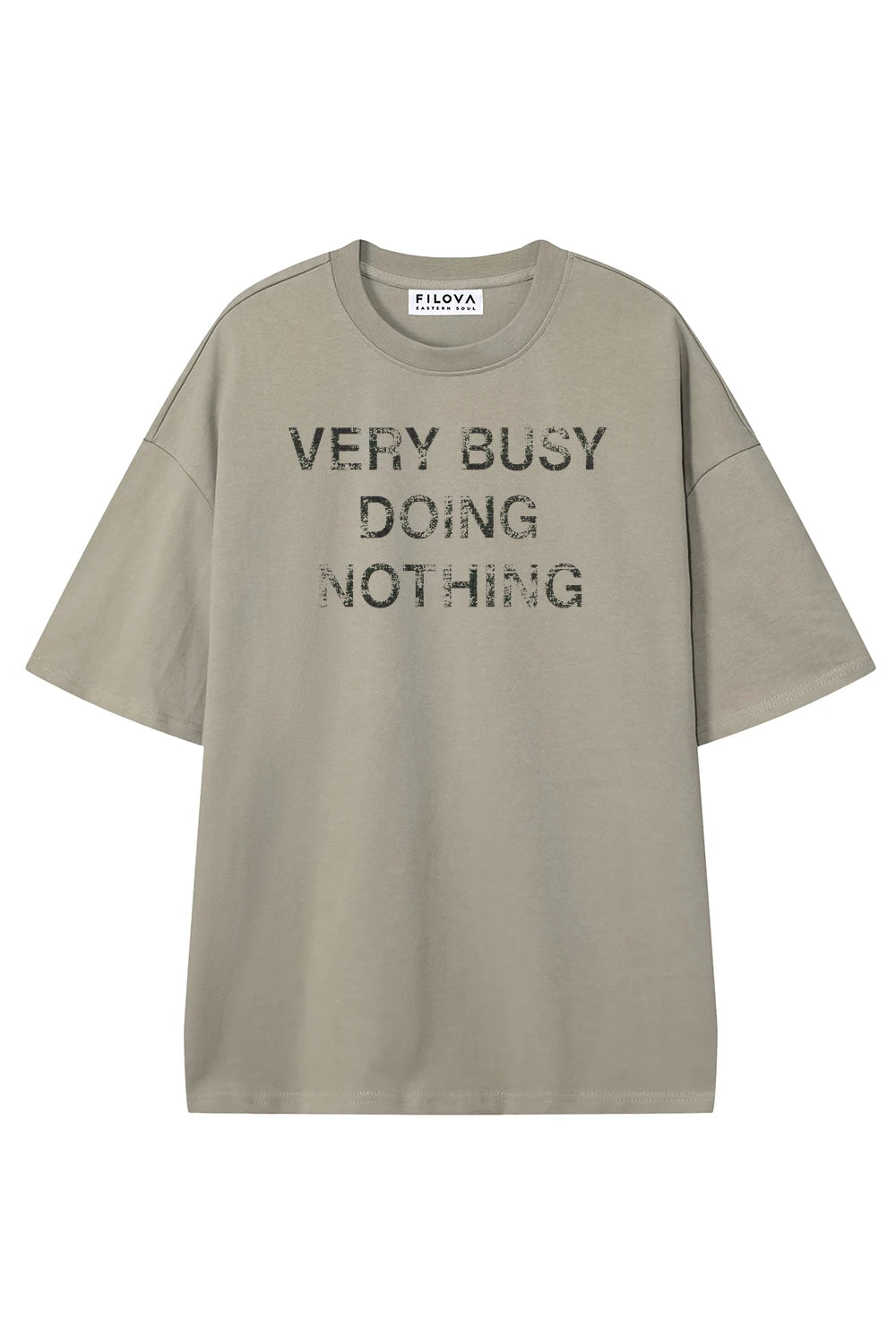 Very Busy Doing Nothing Dark Apricot graphic T-shirt, front view