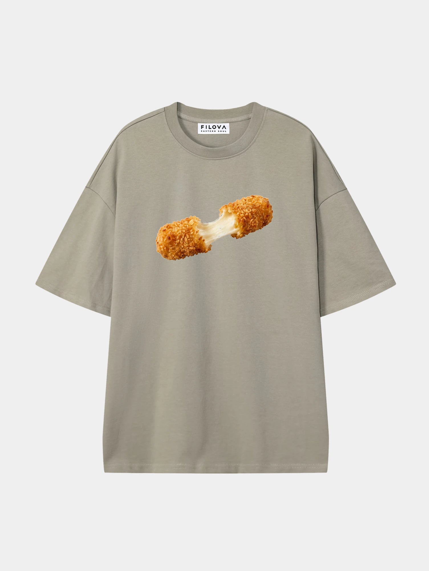 Fried Cheese Dark Apricot graphic T-shirt, front view
