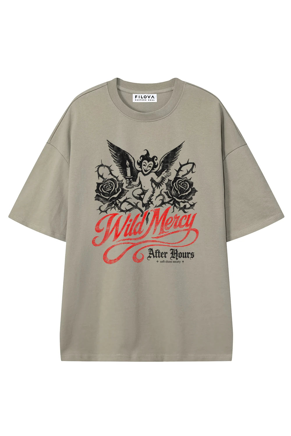 Wild Mercy Dark Apricot graphic T-shirt, front view