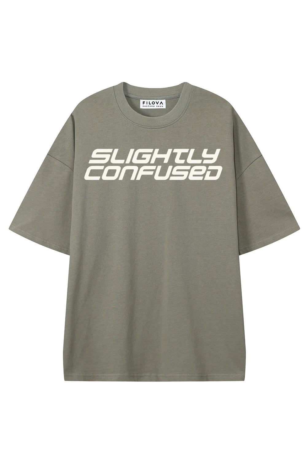Slightly Confused Dark Gray graphic T-shirt, front view