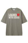 Loaded With Issues Dark Gray graphic T-shirt, front view