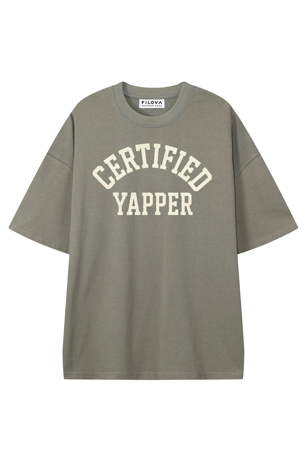 Certified Yapper Dark Gray graphic T-shirt, front view