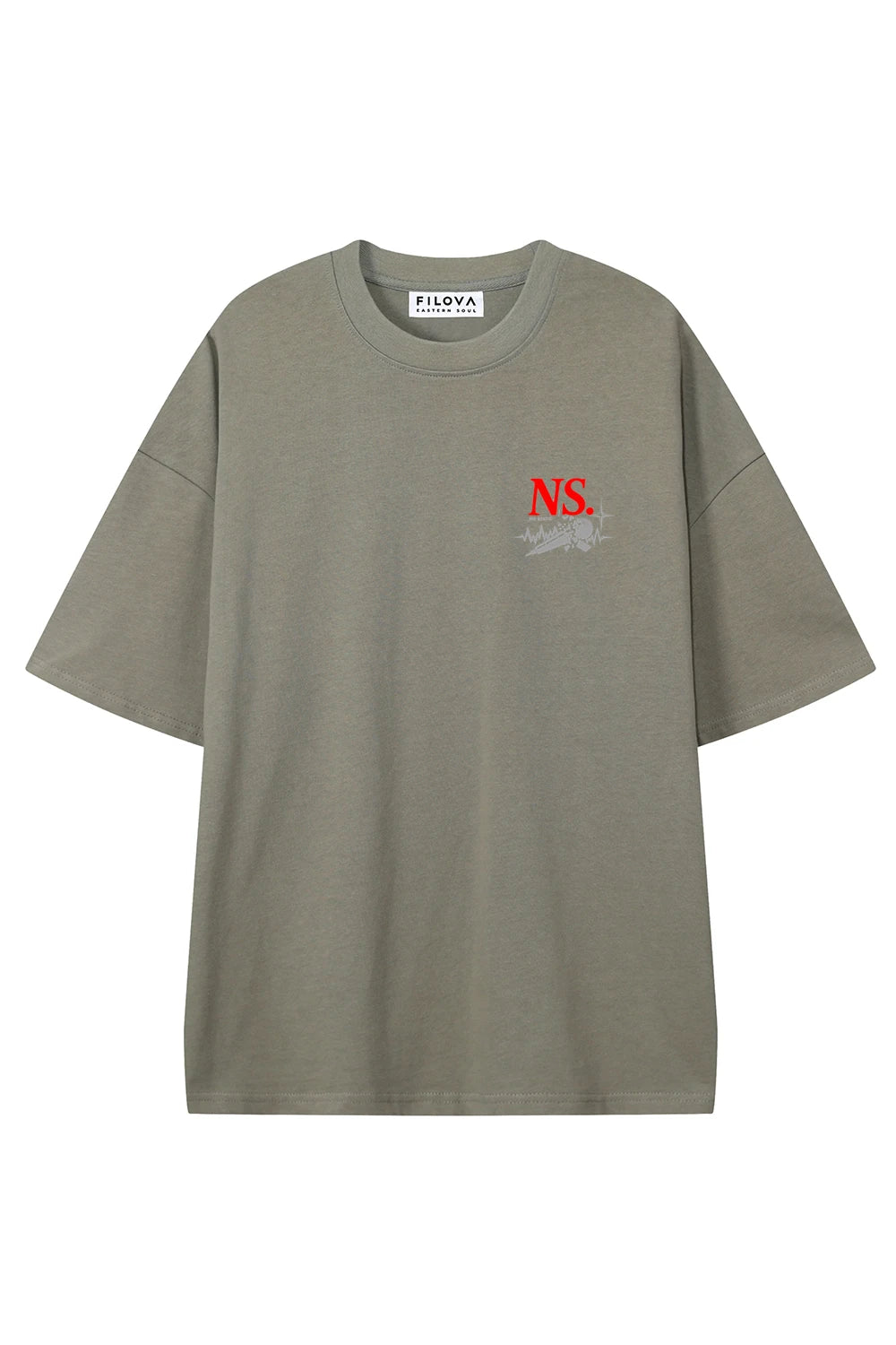 No Static Dark Gray graphic T-shirt, front view