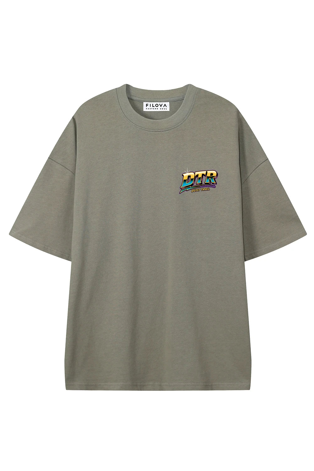 Dust Trail Riders Dark Gray graphic T-shirt, front view