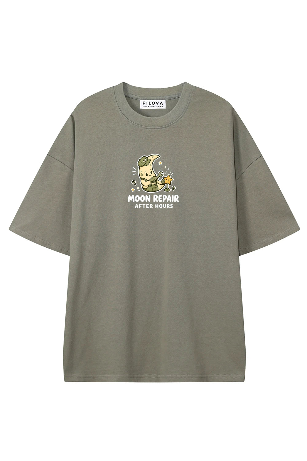 Moon Repair Dark Gray graphic T-shirt, front view
