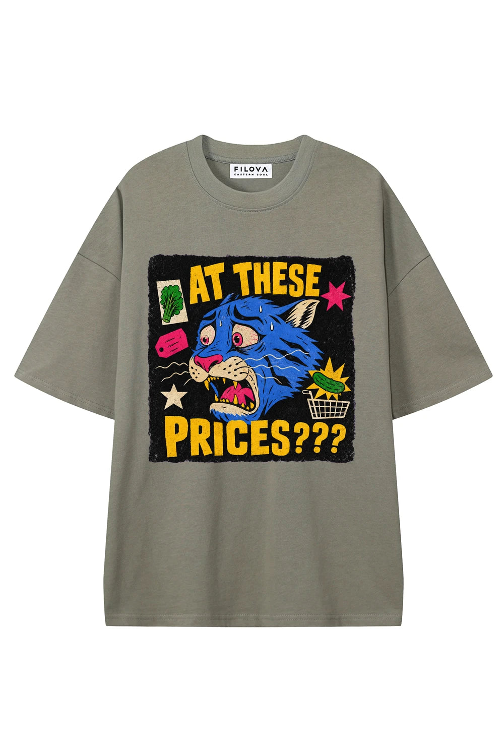 At These Prices Dark Gray graphic T-shirt, front view